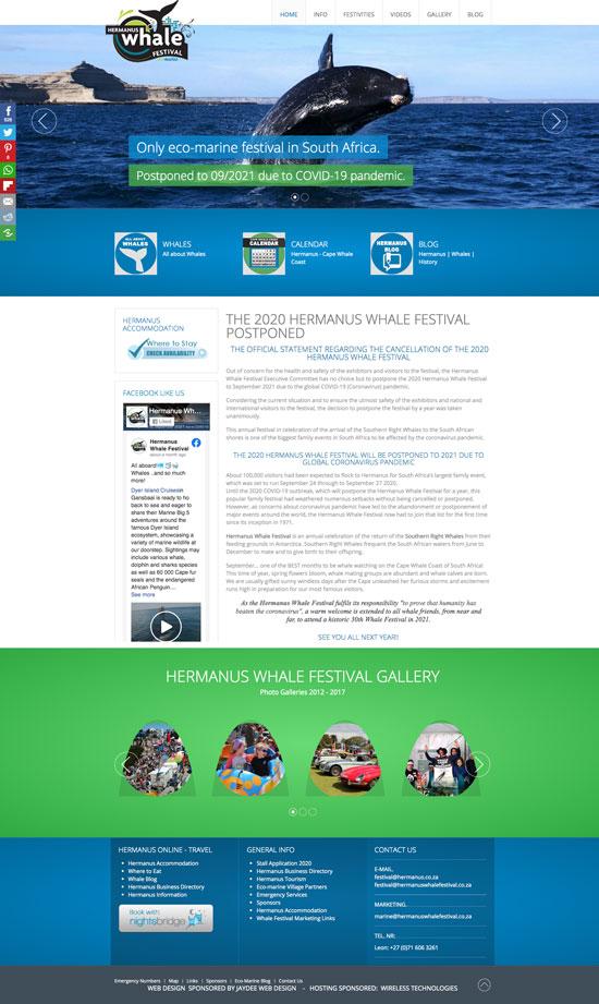 whale fesival hermanus website design
